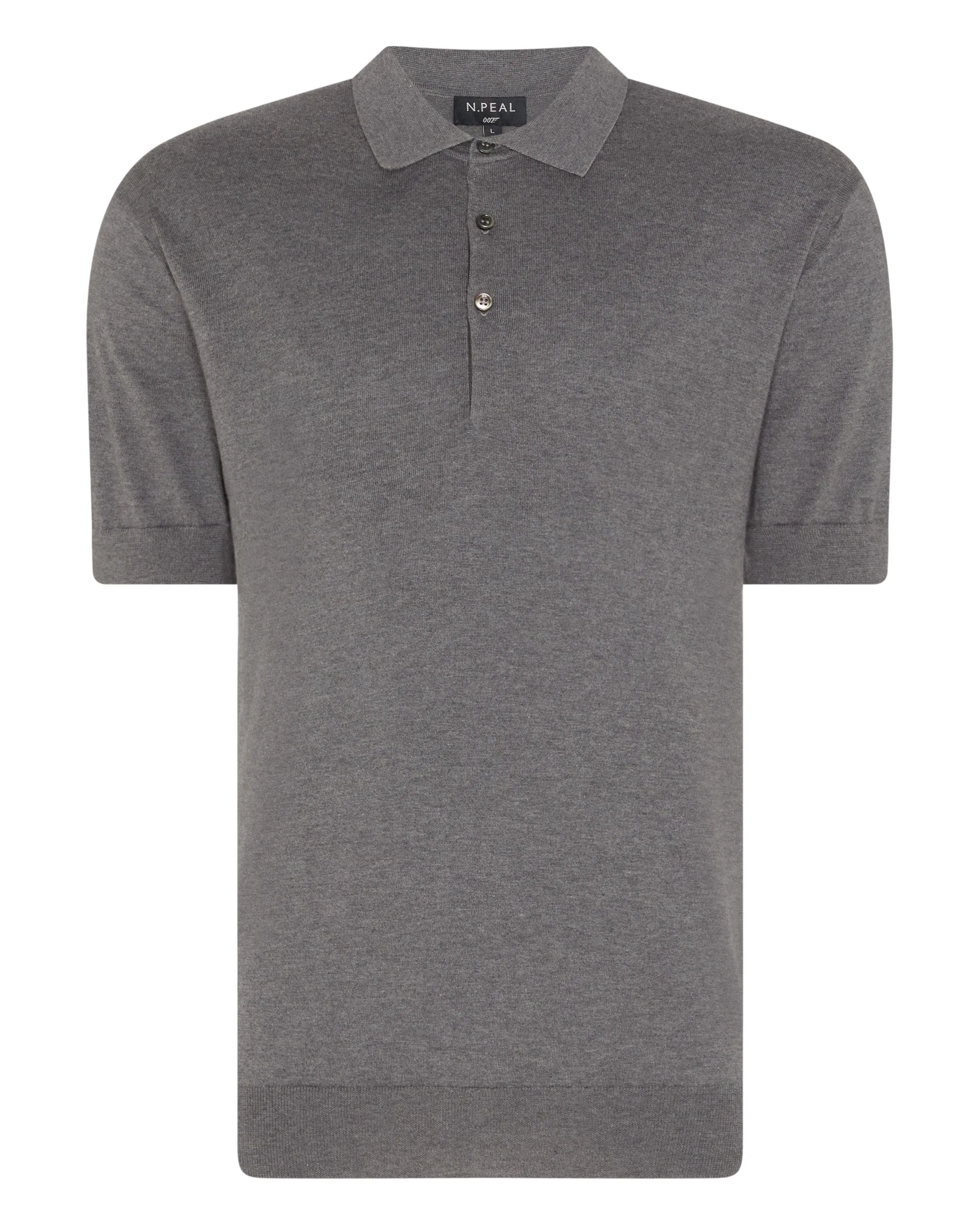 007 Short Sleeve Cotton Cashmere Collared Polo T-shirt Smoke Grey