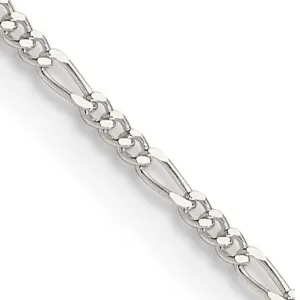 1.2mm Sterling Silver Solid Figaro Chain Necklace