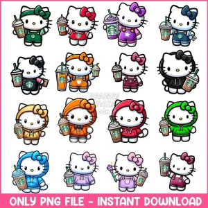 16 Colorful Hello Kitty Designs Bundle PNG