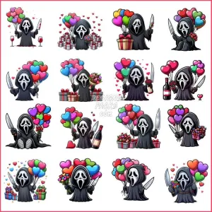 16 Ghostface Valentine Scream Valentine Designs Bundle PNG