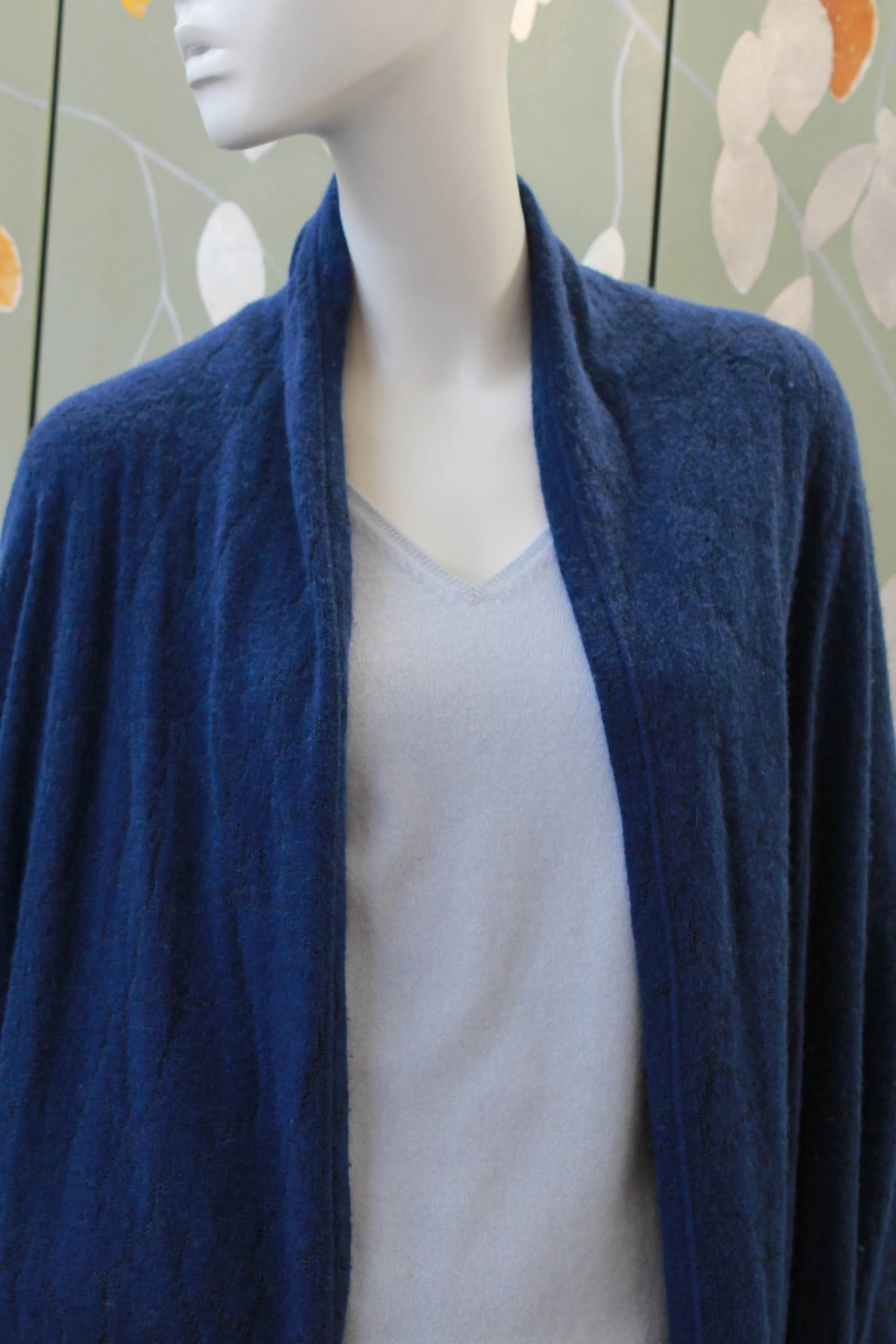 80s Krizia Blue Wool Long Cardigan, Large