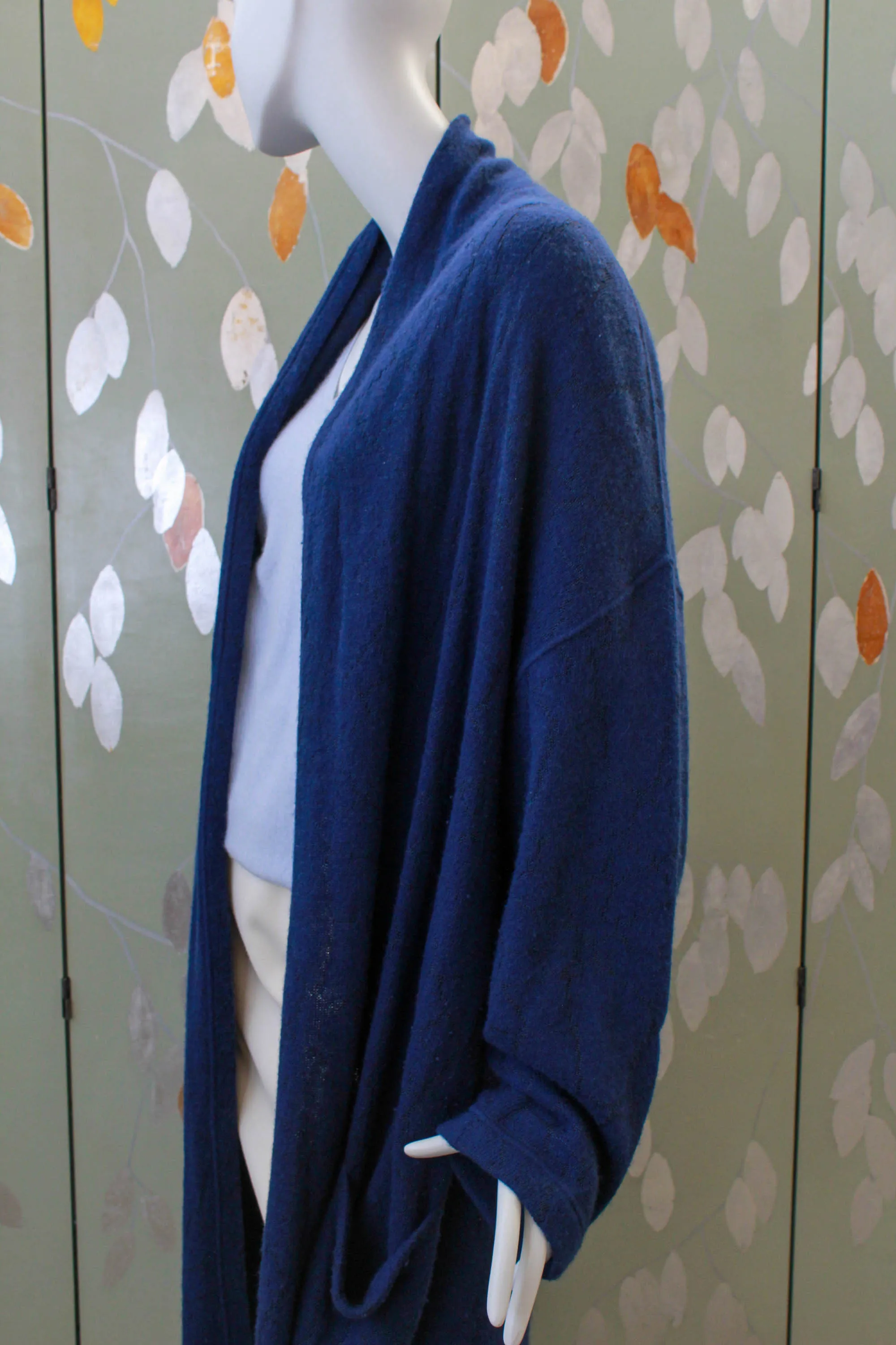 80s Krizia Blue Wool Long Cardigan, Large