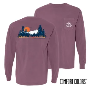 Alpha Sig Comfort Colors Berry Retro Wilderness Long Sleeve Pocket Tee