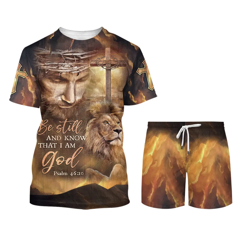 Be Still And Know That I Am God Shirts - Jesus And The Lion 3d Shirts - Christian T Shirts For Men And Women