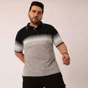 Black Jacquard Knitted Polo T-shirt