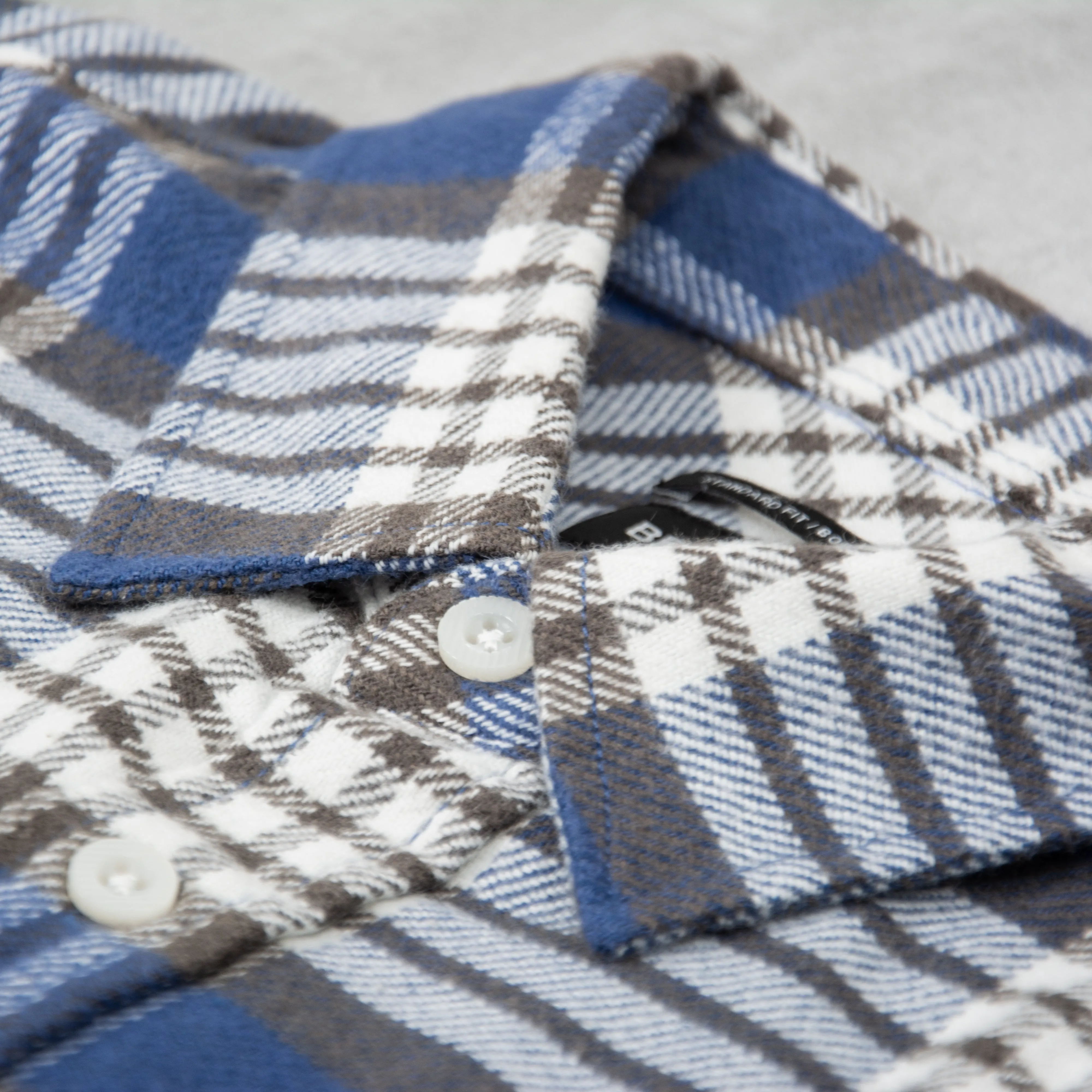 Brixton Bowery L/S Flannel Shirt - Pacific Blue / White Cap / Black