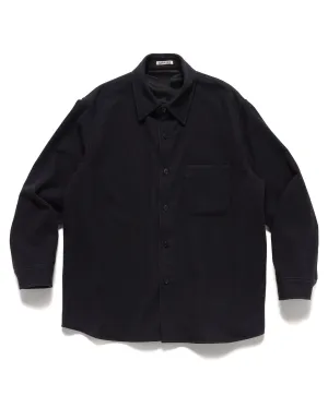 Brushed Super Fine Wool Flannel Shirt Ink Black