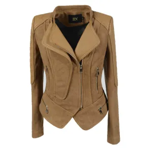 Camel Leather Moto Jacket