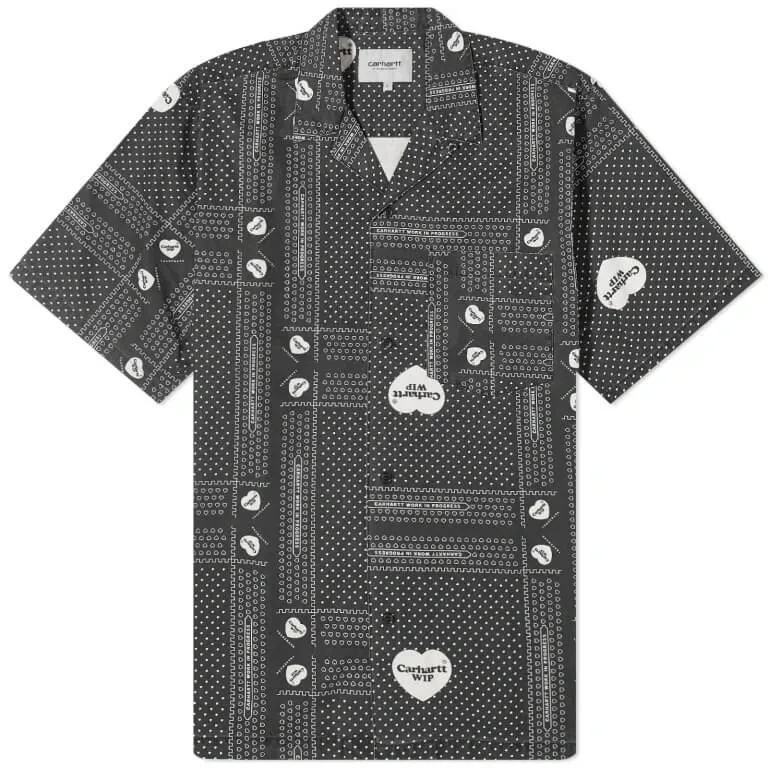 Carhartt Wip Heart Bandana Vacation Shirt, Black/White