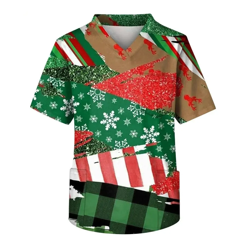 Christmas Uniform Medical Cotton Nurse Scrub Men Shirt