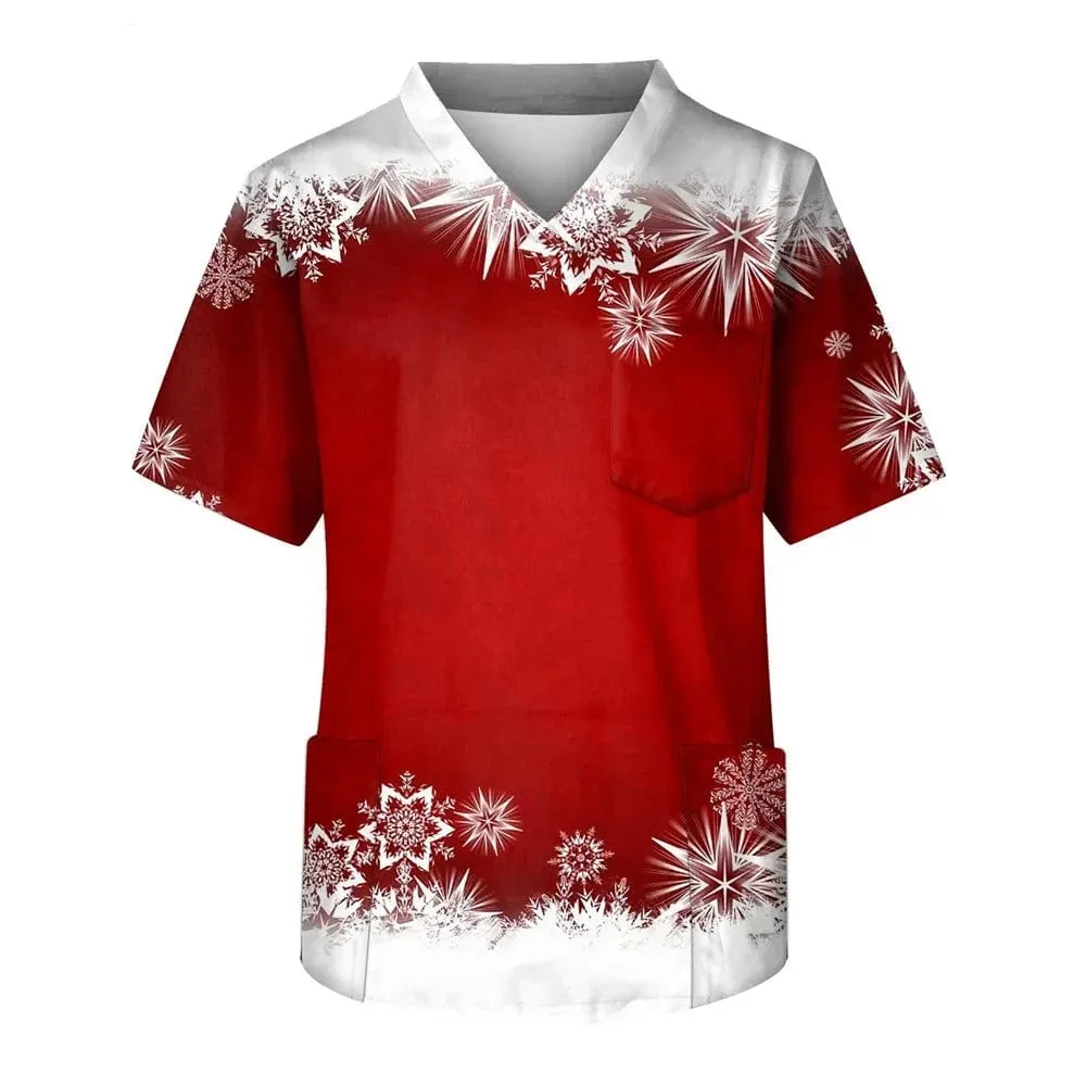 Christmas Uniform Medical Cotton Nurse Scrub Men Shirt