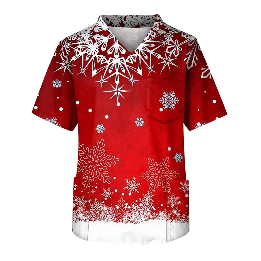 Christmas Uniform Medical Cotton Nurse Scrub Men Shirt