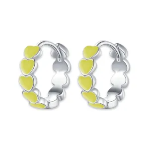 COLORED HEARTS MINI HOOP EARRINGS