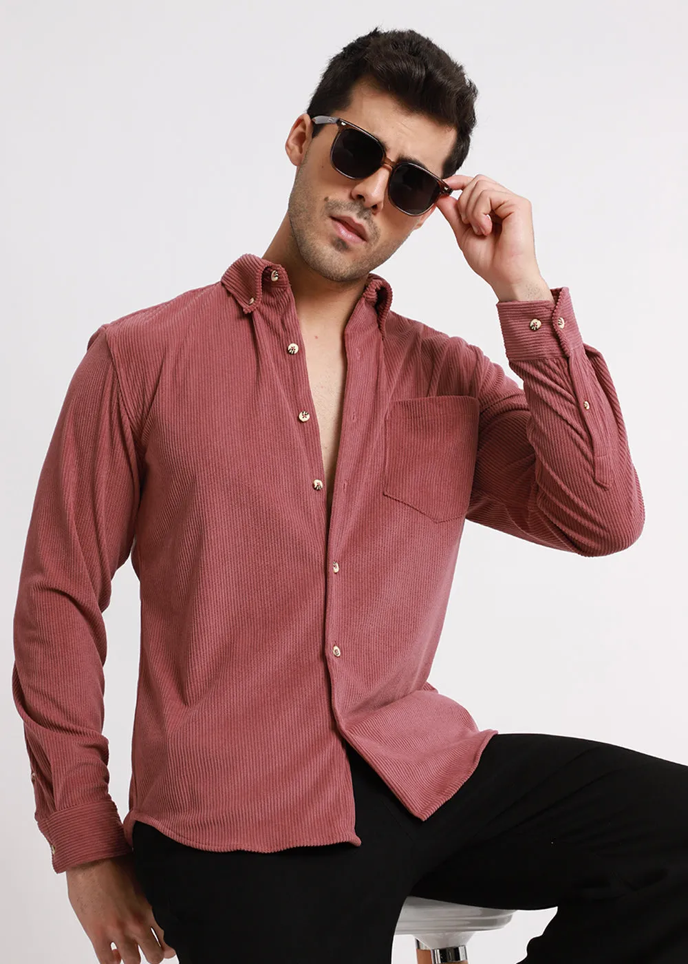 Dark Peach Corduroy Shirt