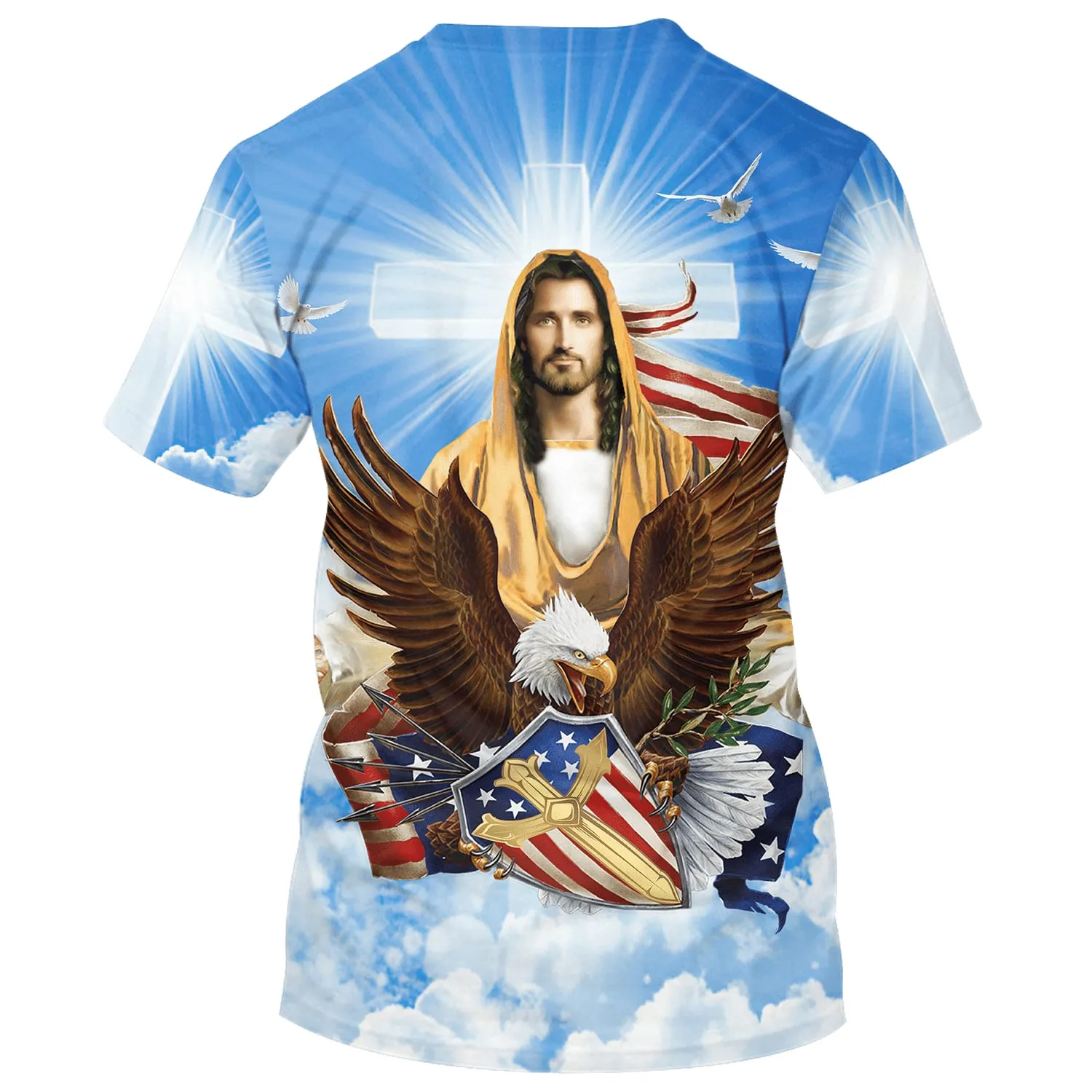 Eagle Jesus Amercican One Nation Under God 3d All Over Print Shirt - Christian 3d Shirts For Men Women