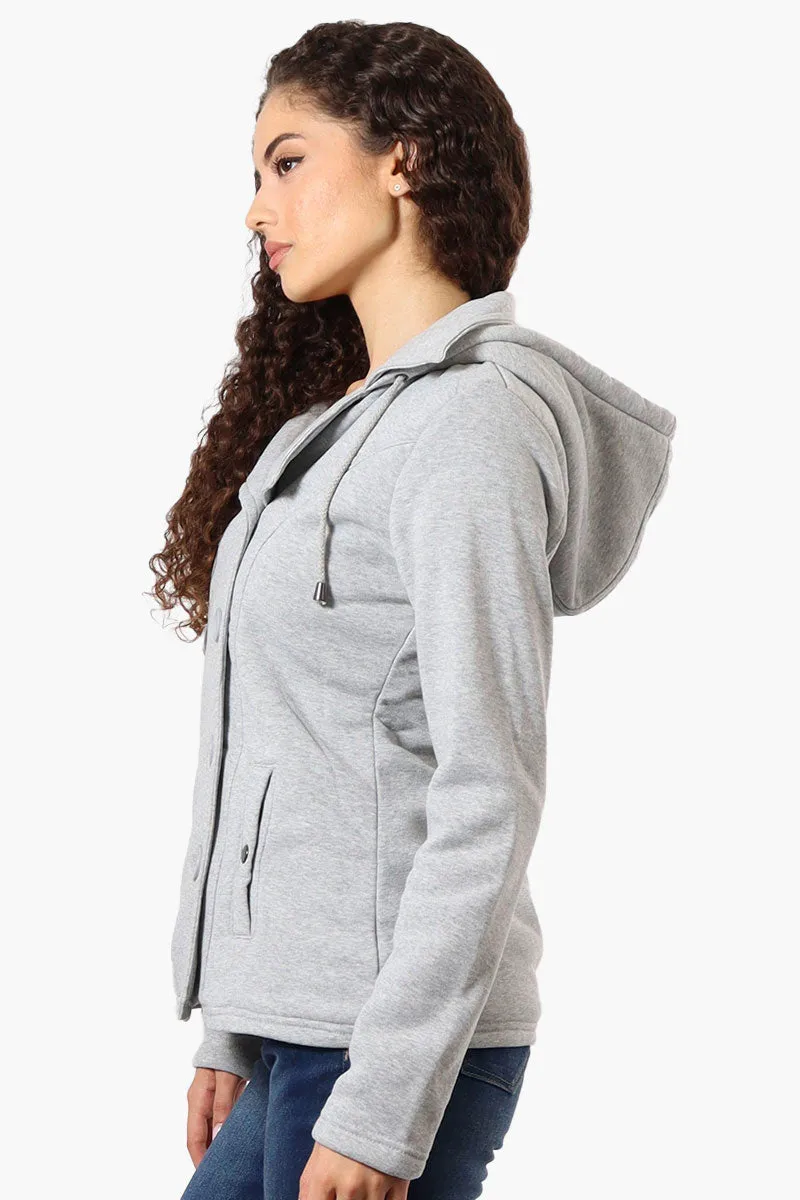 Fahrenheit Sherpa Lined Hood Double Breasted Lightweight Jacket - Grey