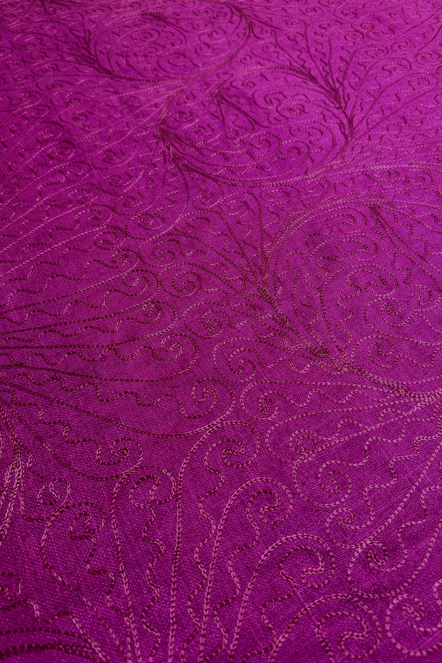 Fuchsia Embroidered Silk Linen MEMT-026-16