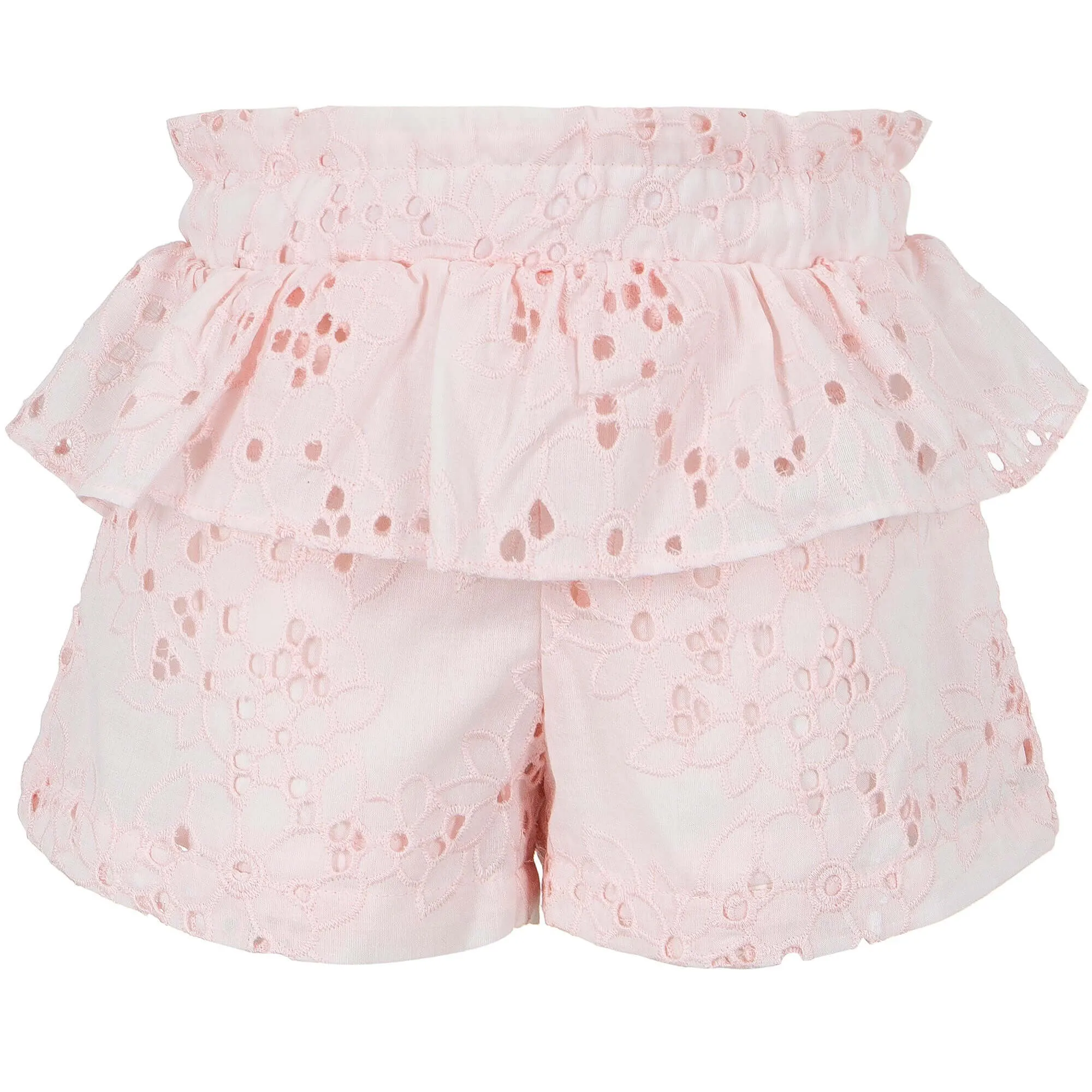 Girls Pink Broderie Anglaise Set