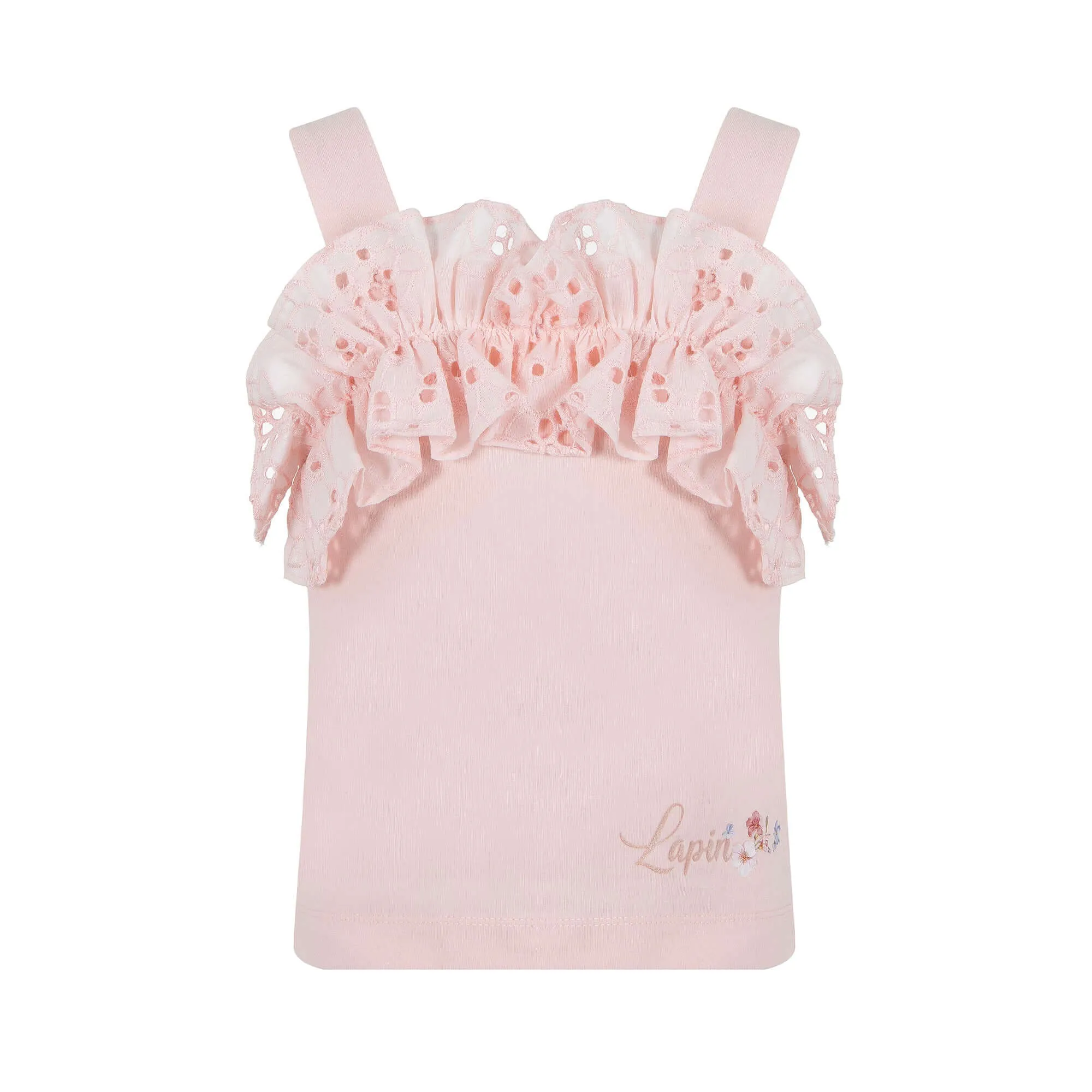 Girls Pink Broderie Anglaise Set