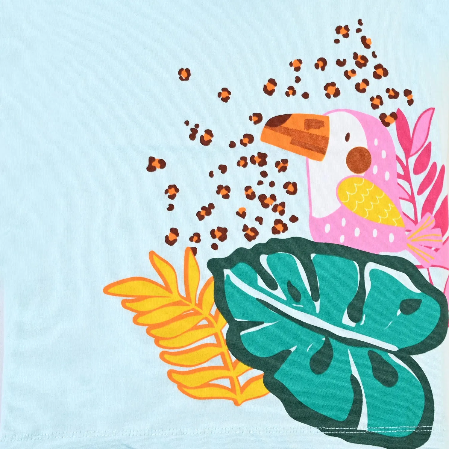 Girls T-Shirt H/S Tropical  - Salty Blue