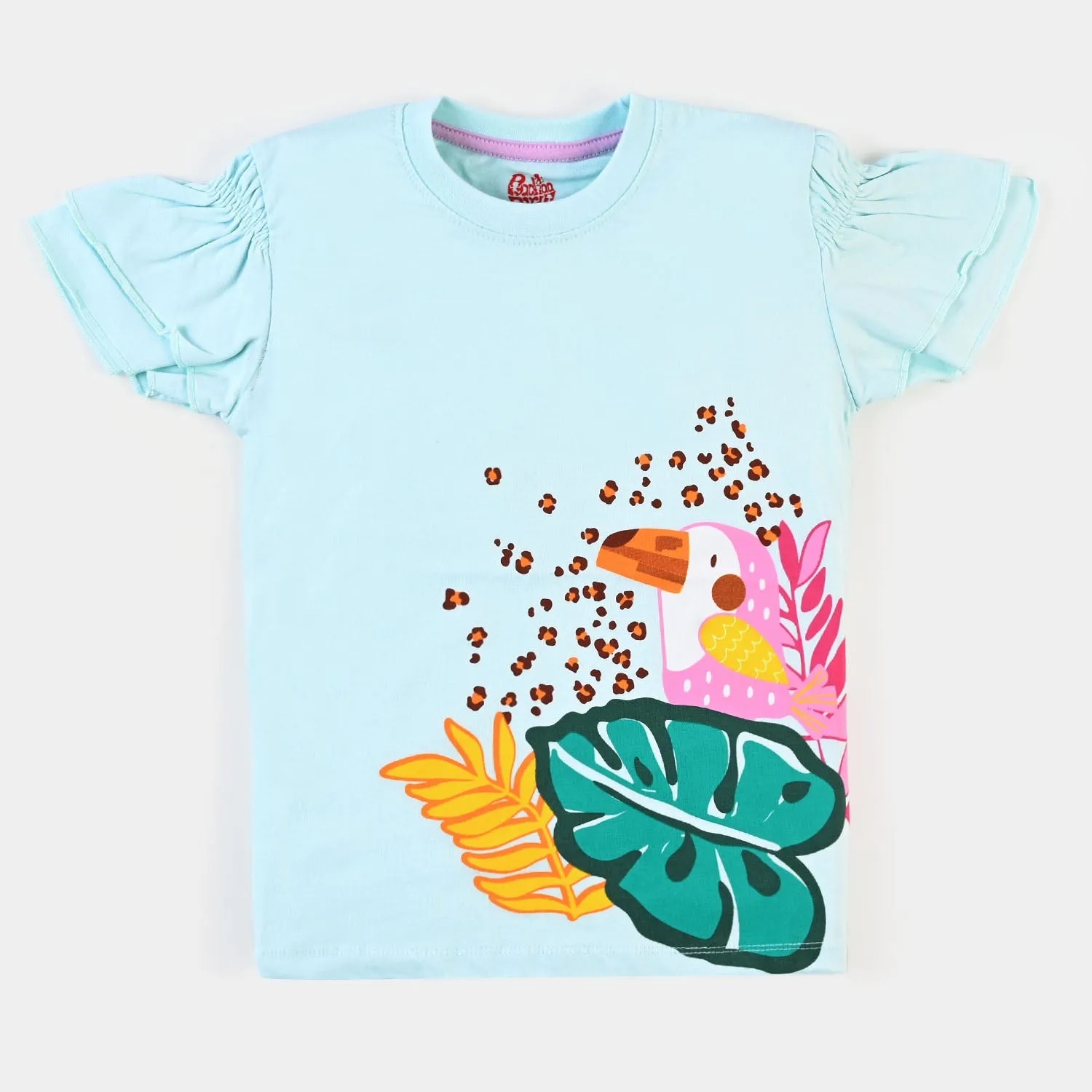 Girls T-Shirt H/S Tropical  - Salty Blue