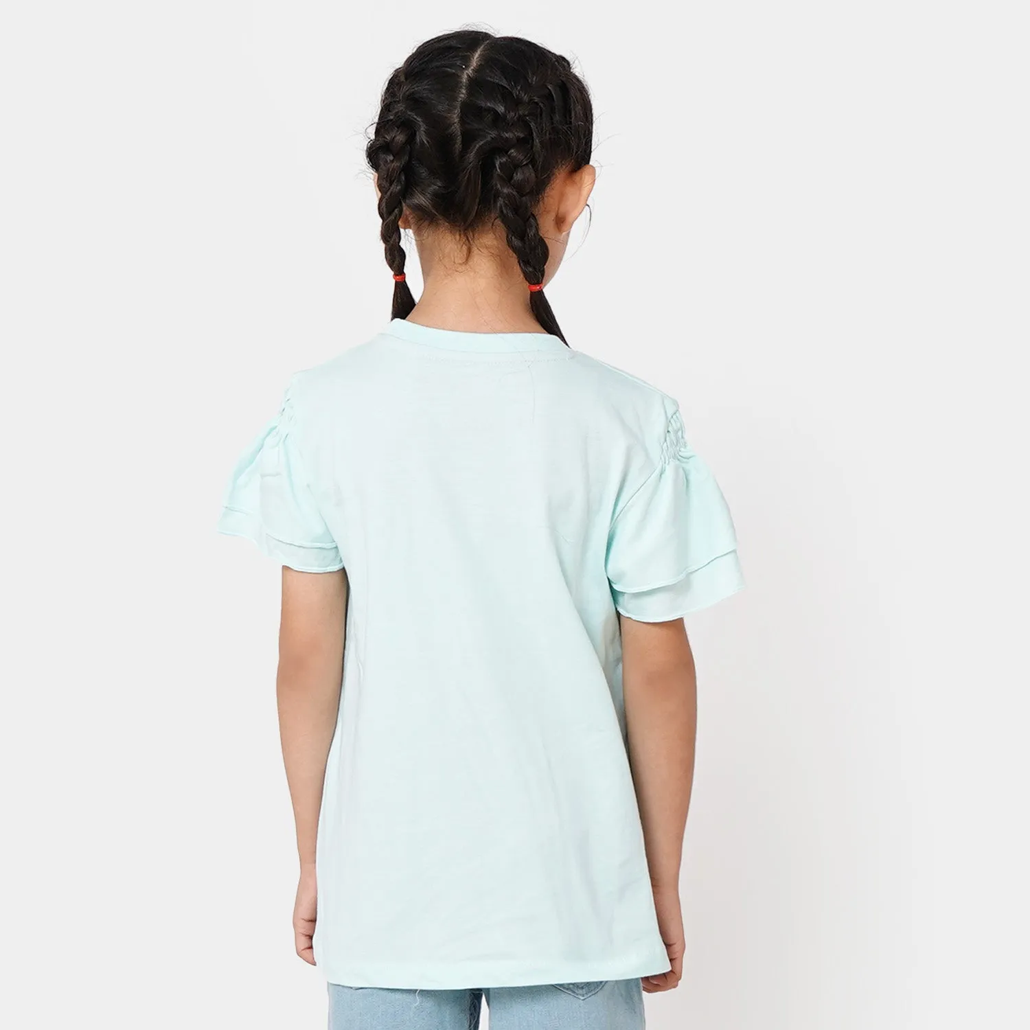 Girls T-Shirt H/S Tropical  - Salty Blue