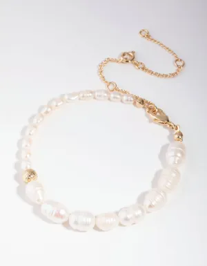 Gold Plated Freshwater Pearl Bracelet