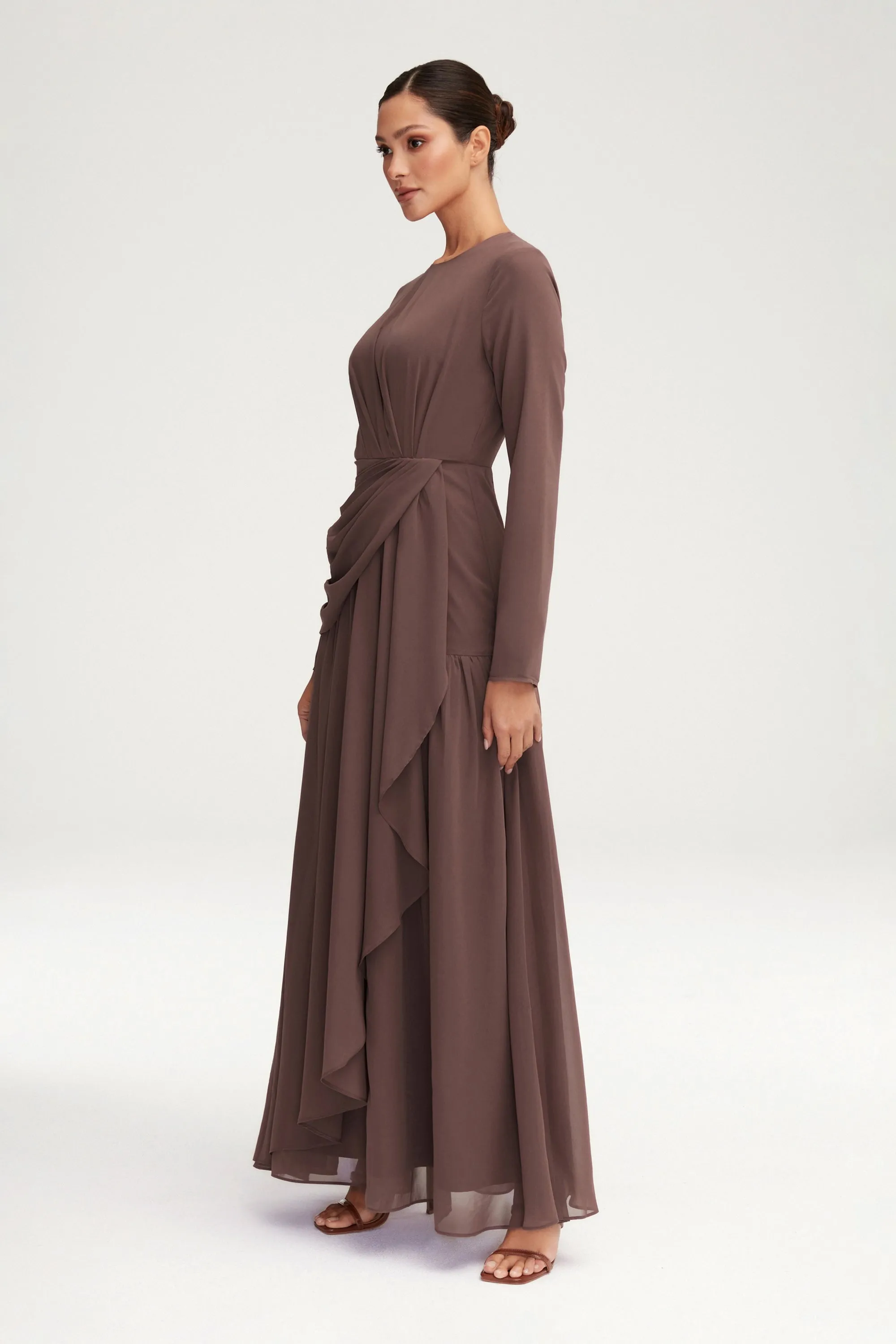 Huda Chiffon Maxi Dress - Deep Taupe