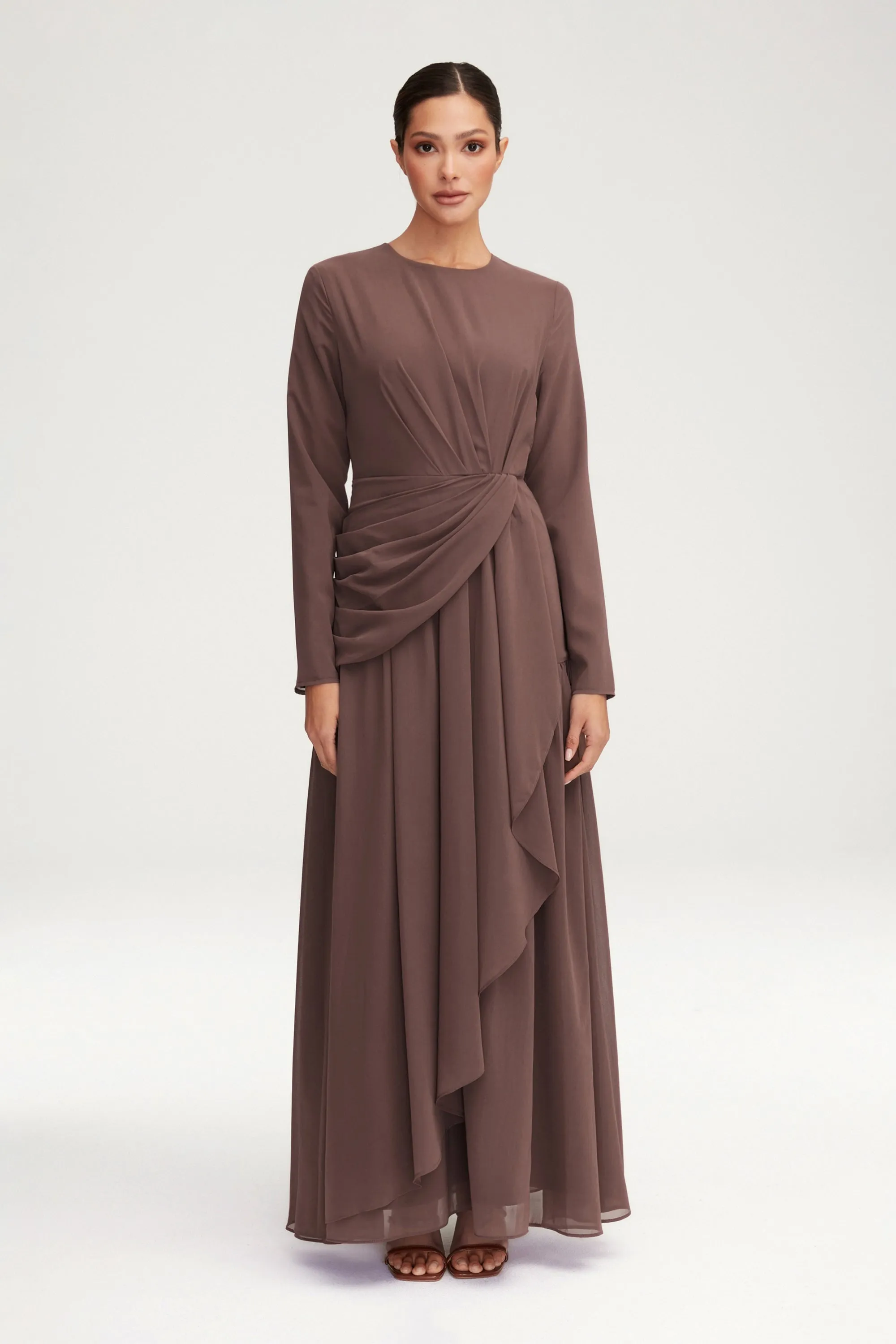 Huda Chiffon Maxi Dress - Deep Taupe