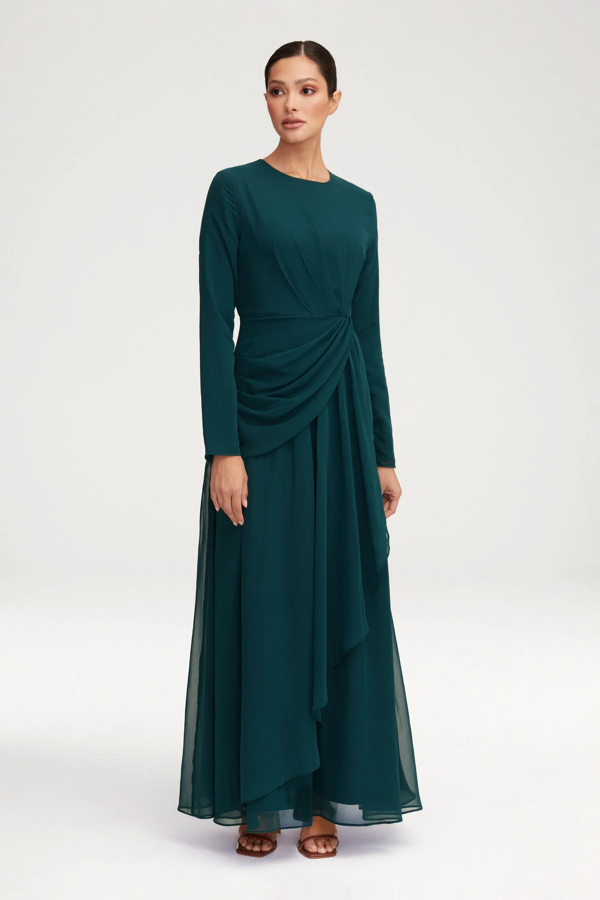 Huda Chiffon Maxi Dress - Teal