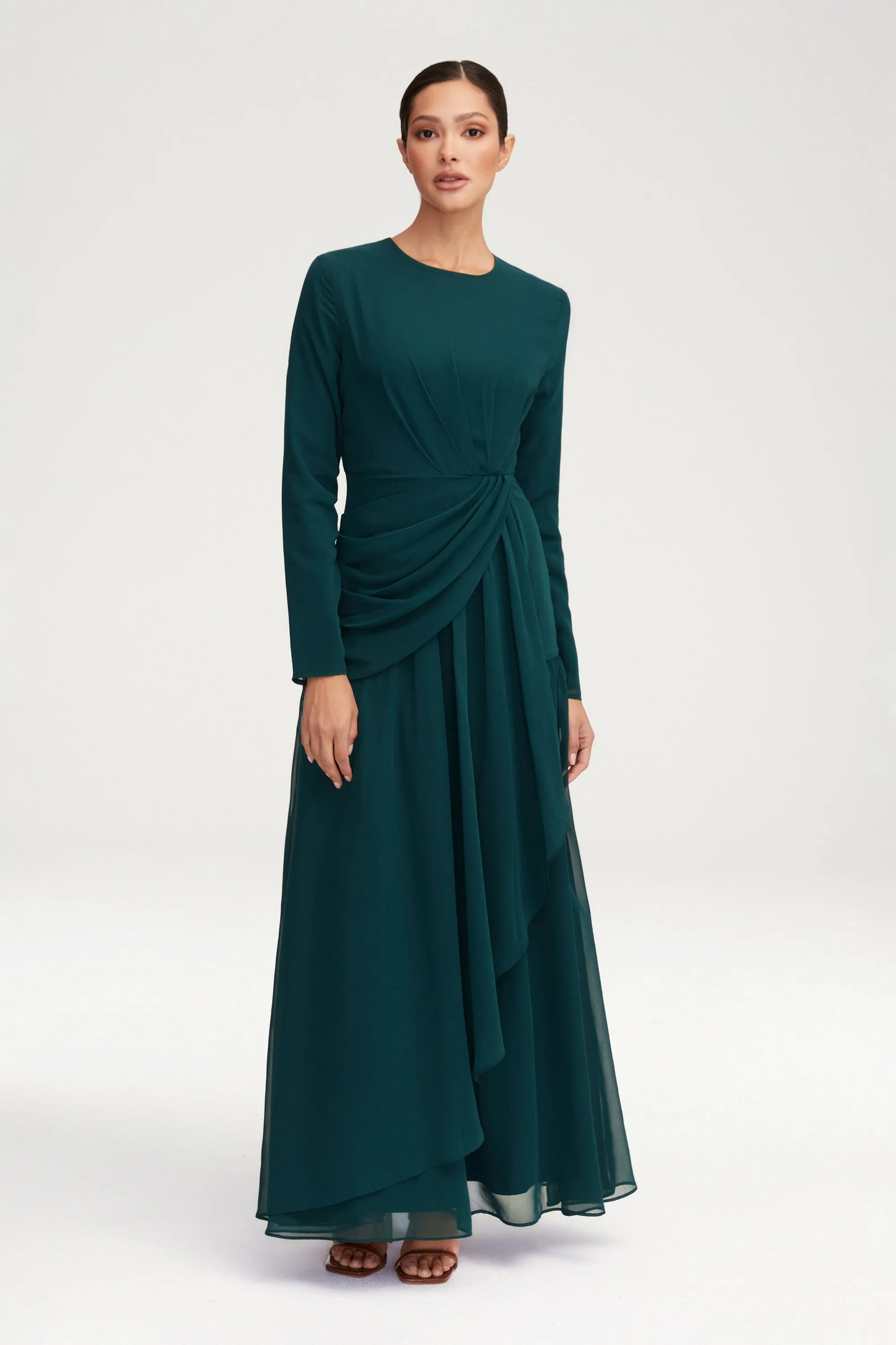 Huda Chiffon Maxi Dress - Teal