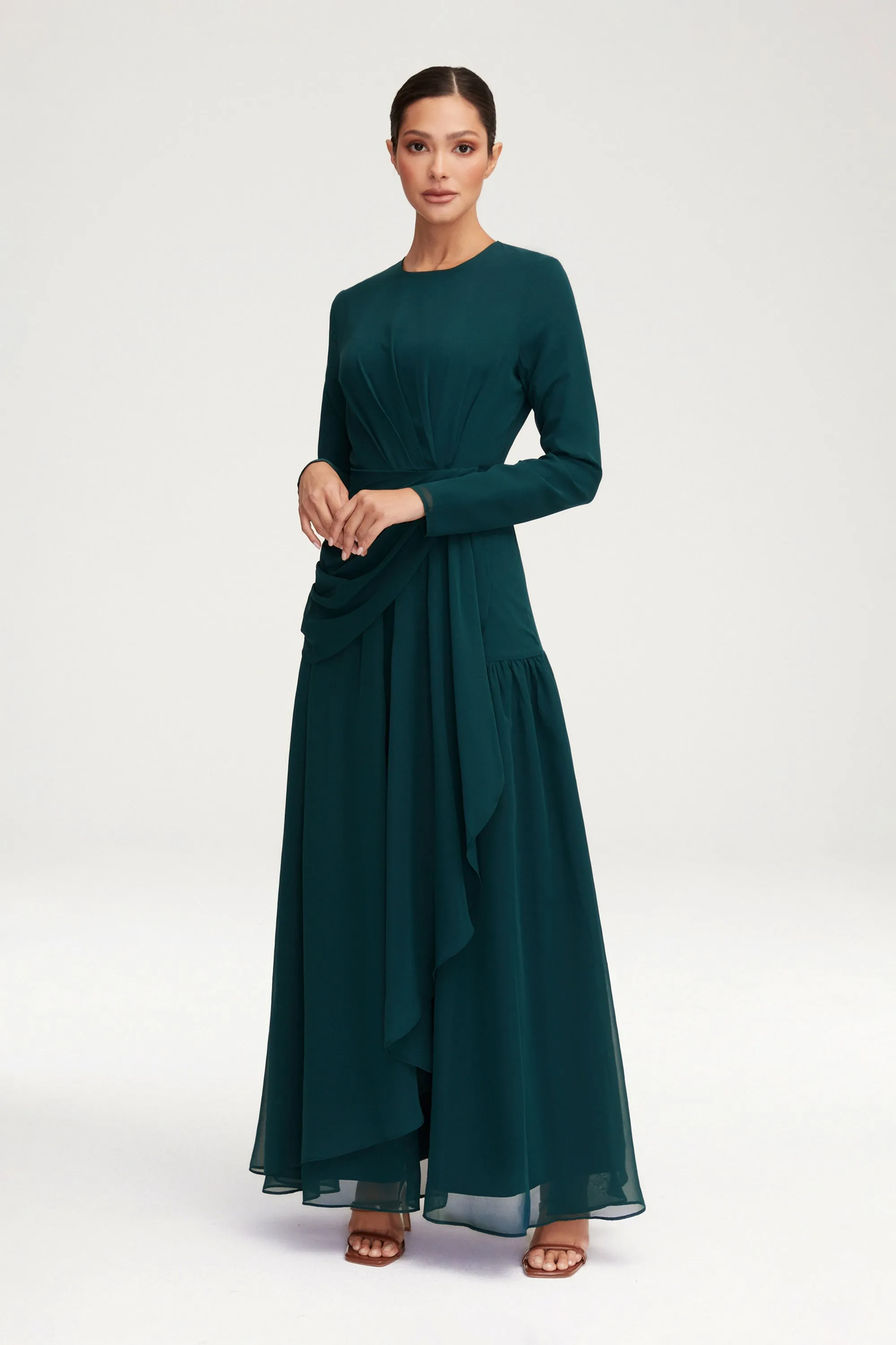 Huda Chiffon Maxi Dress - Teal