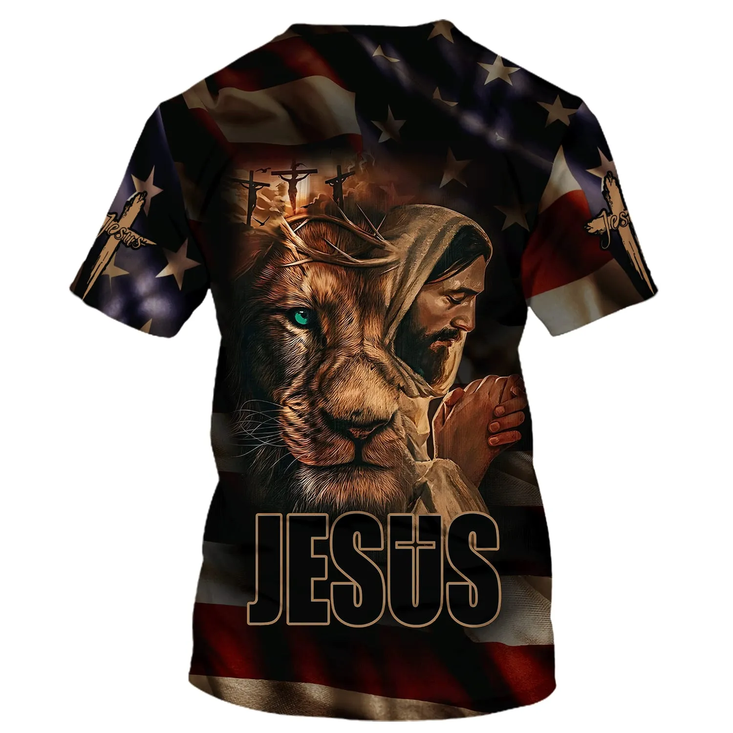 Jesus And The Lion 3d Shirts - Christian T Shirts For Men And Women