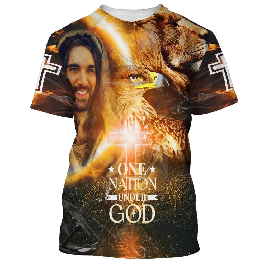 Jesus Laugh One Nation Under God 3d All Over Print Shirt - Christian 3d Shirts For Men Women