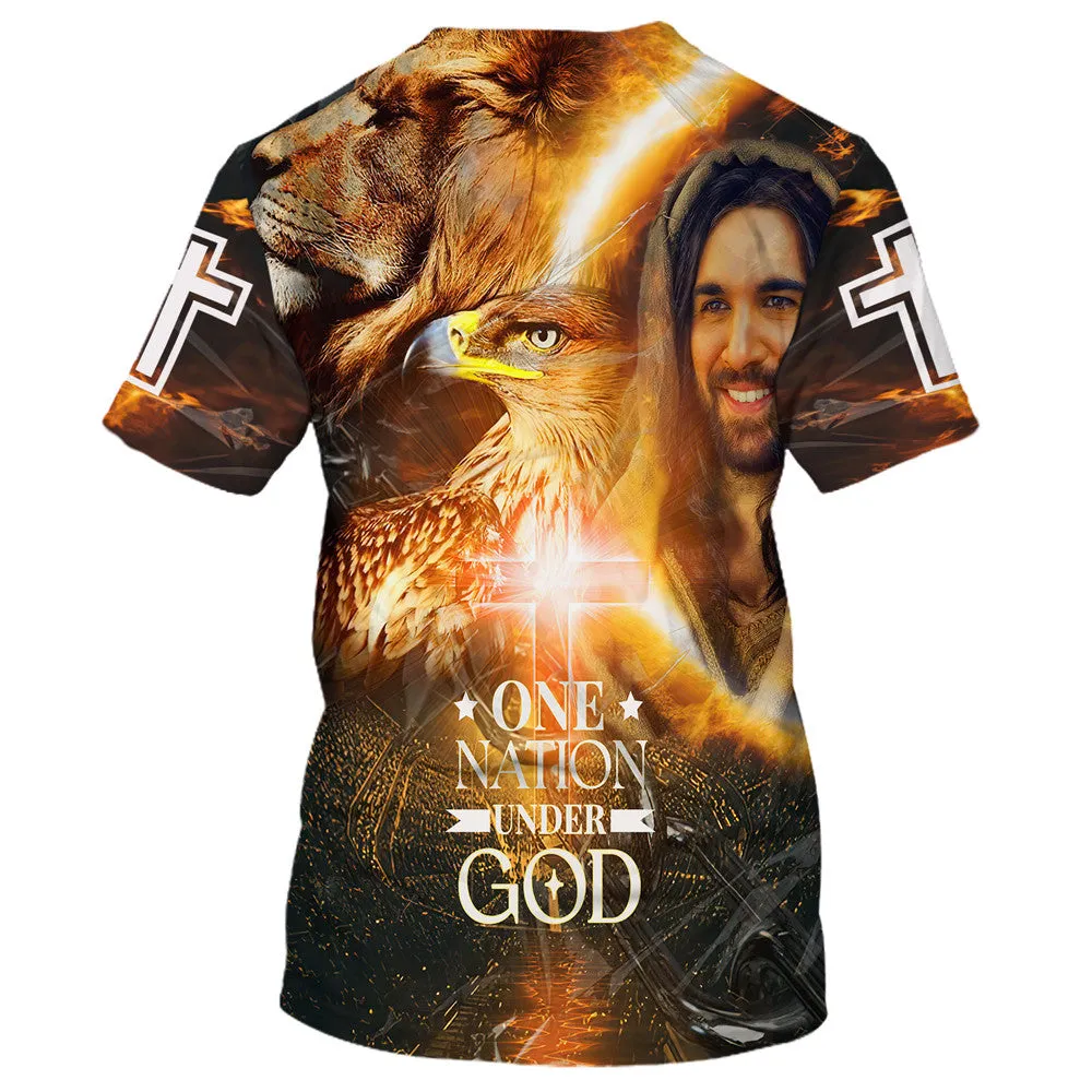 Jesus Laugh One Nation Under God 3d All Over Print Shirt - Christian 3d Shirts For Men Women