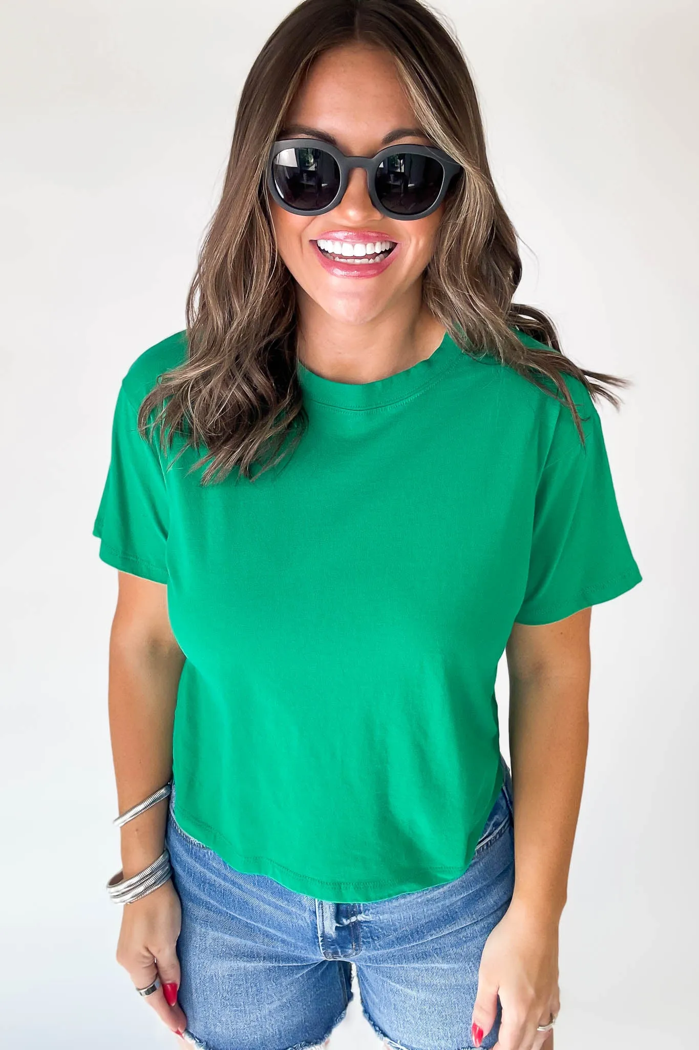 Just Relax Kelly Green Cotton Crew Neck Short Sleeve T-Shirt