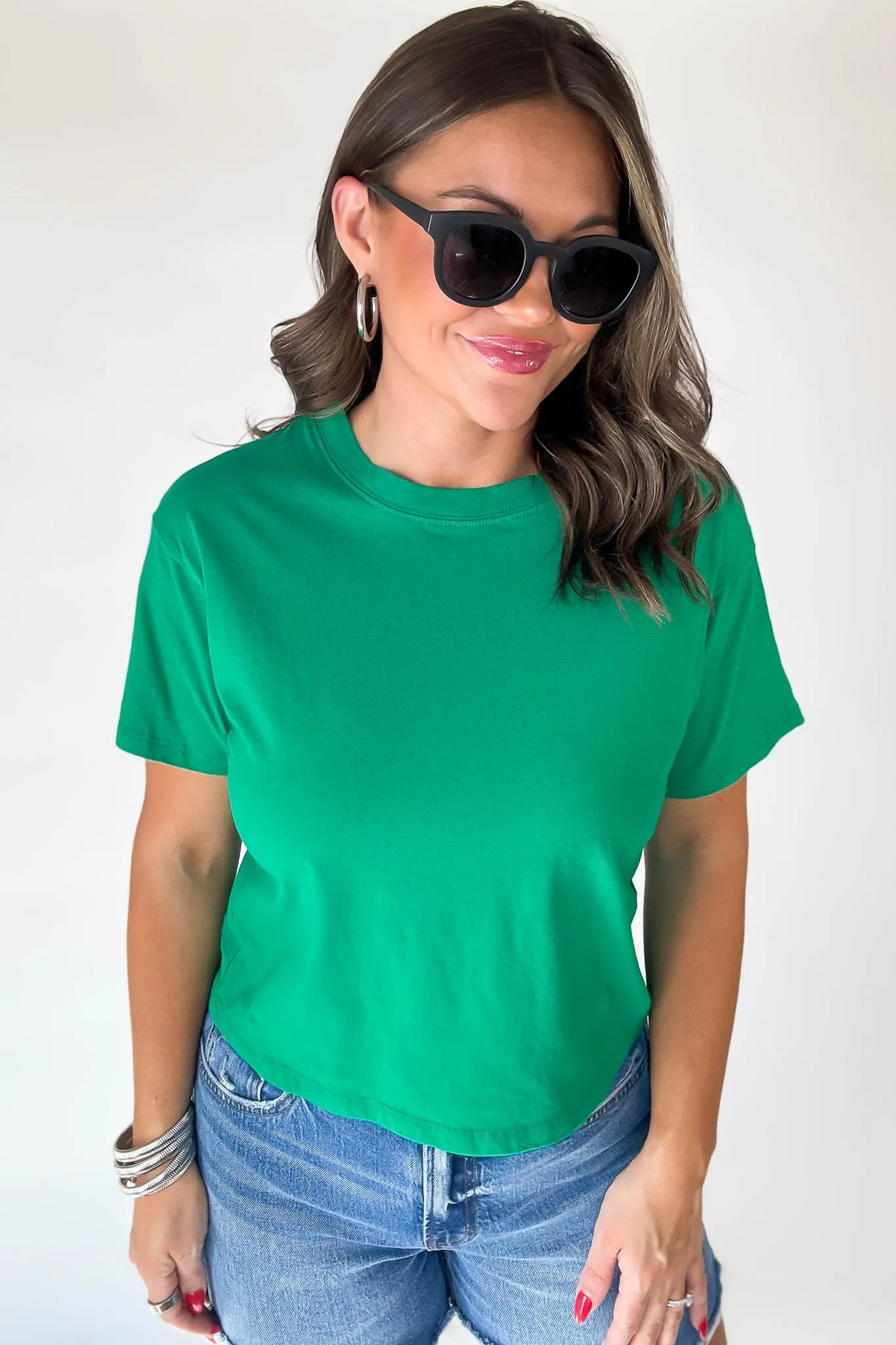 Just Relax Kelly Green Cotton Crew Neck Short Sleeve T-Shirt