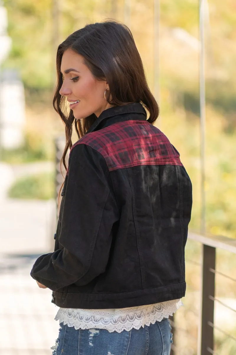 KanCan Buffalo Plaid Denim Jacket