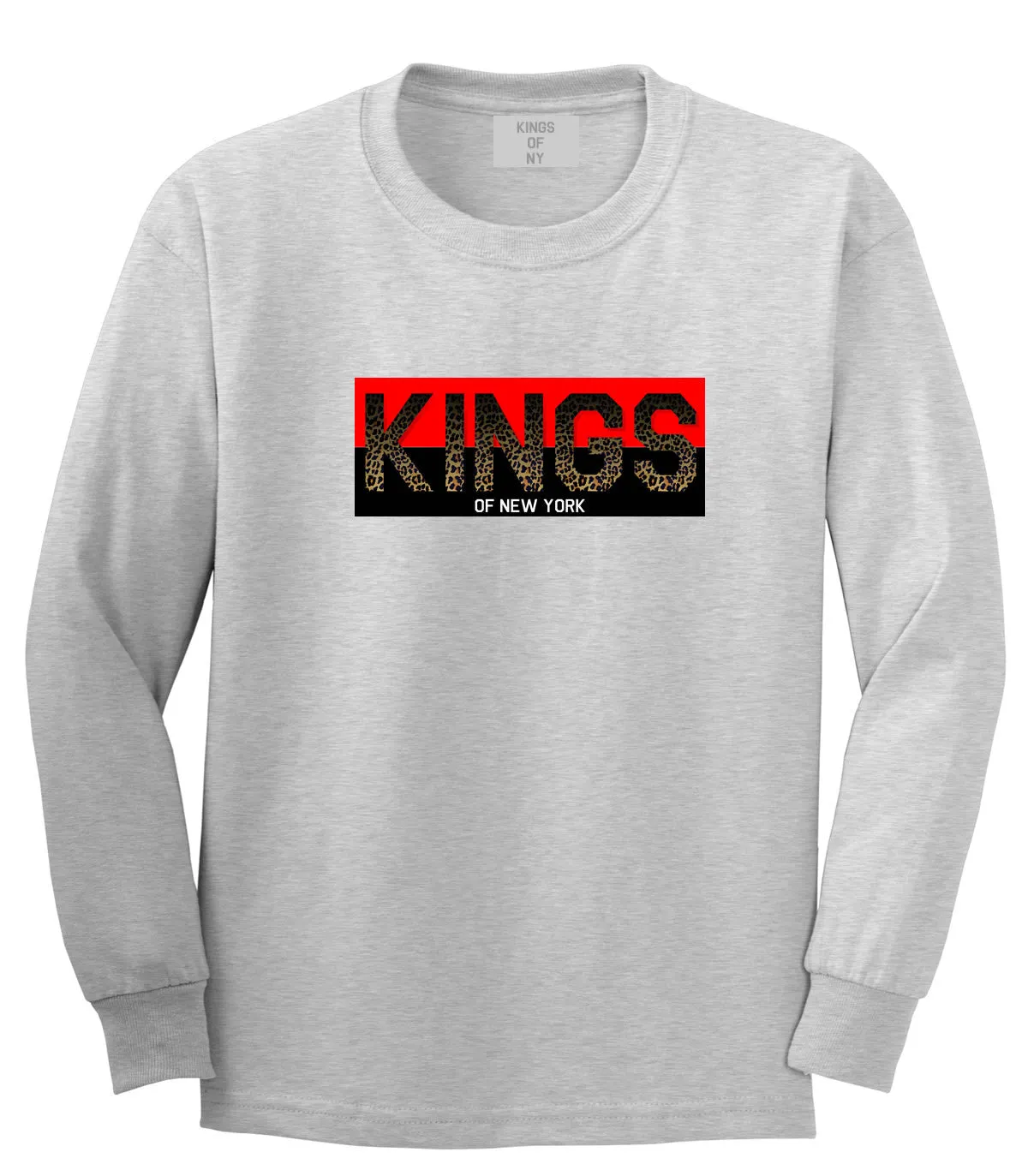 Kings Of NY Cheetah Print Logo Long Sleeve T-Shirt