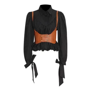 Lace-up design strap waist seal waist shirt