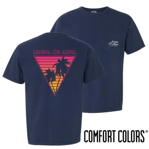 Lambda Chi Comfort Colors Navy Short Sleeve Miami Pocket Tee