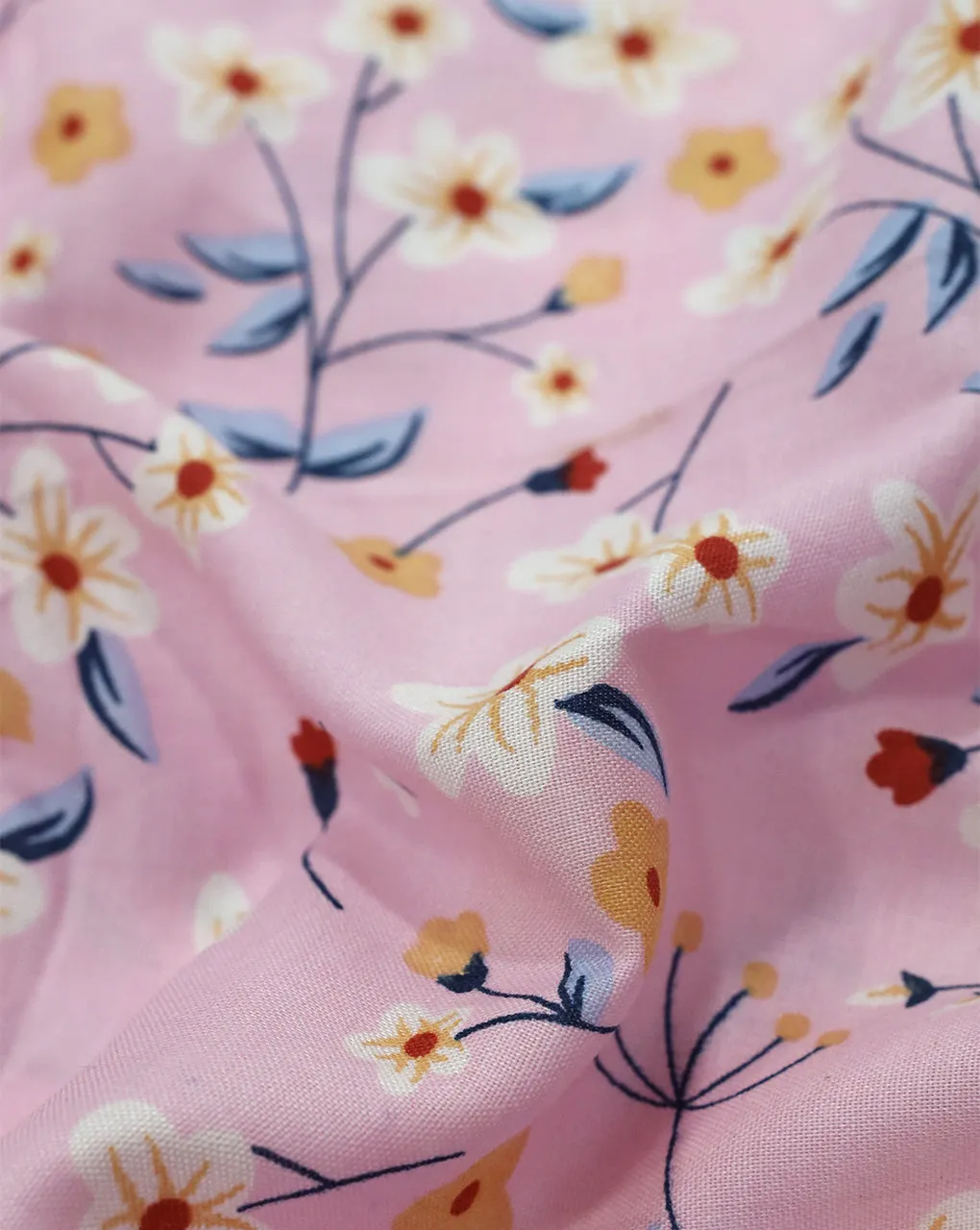 LIGHT PINK FLORAL DESIGN PRINTED RAYON FABRIC