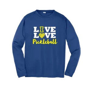 Live Love Pickleball | Youth Long Sleeve Atheletic Shirt | 100% Polyester