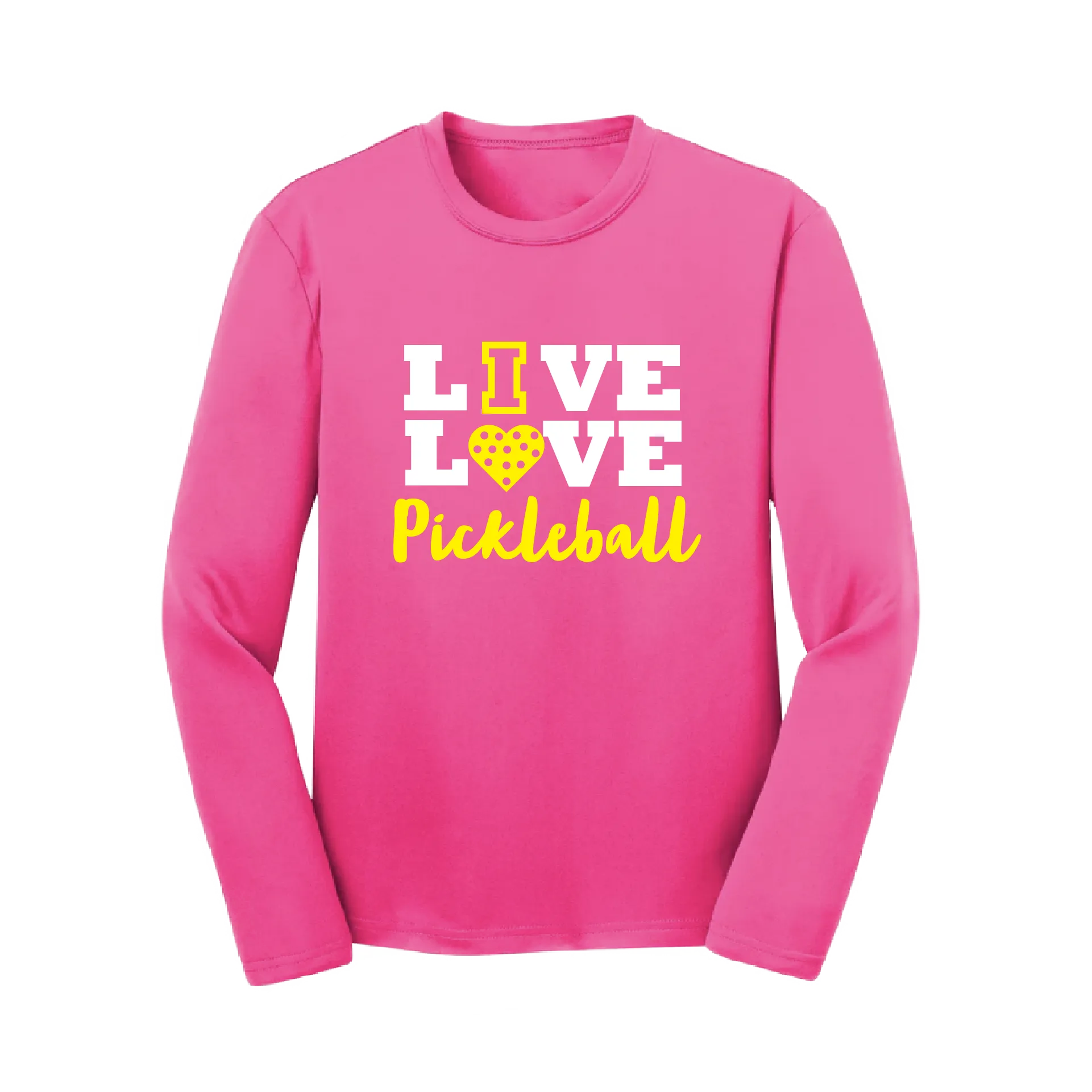 Live Love Pickleball | Youth Long Sleeve Atheletic Shirt | 100% Polyester