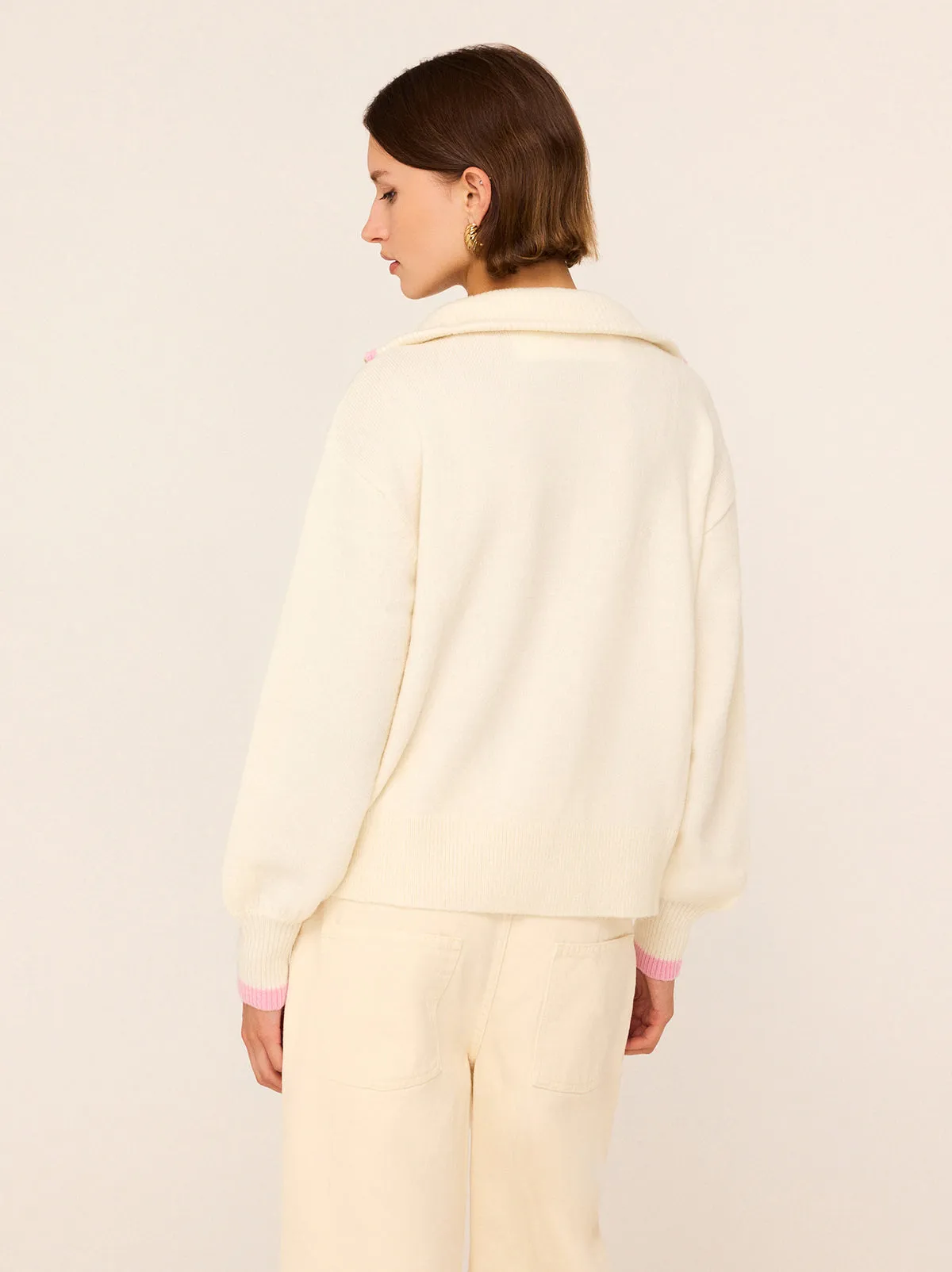 Lorna Ivory Alpaca Blend Zip Collar Sweater