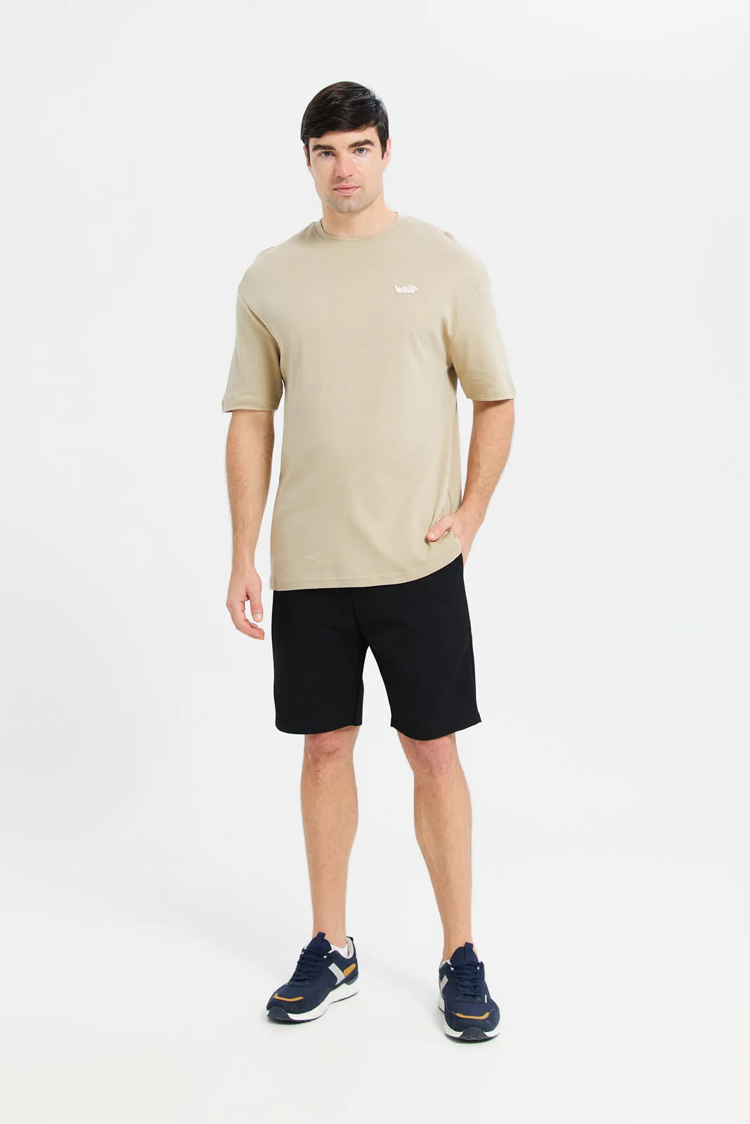 Men Beige Soft Touch Oversize T-Shirt