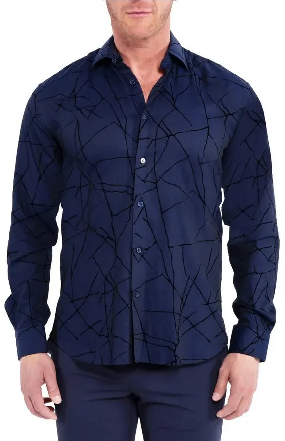 Men's Maceoo | Fibonacci Flockline Shirt | Blue