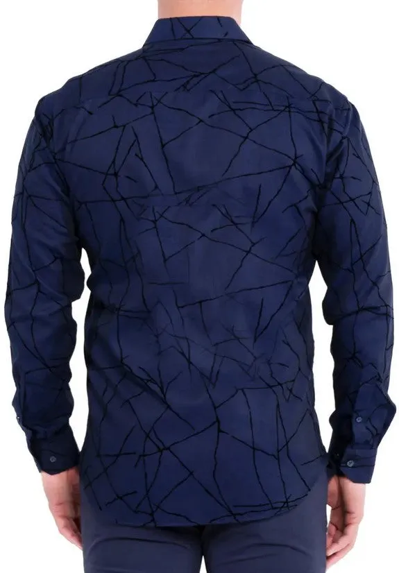 Men's Maceoo | Fibonacci Flockline Shirt | Blue