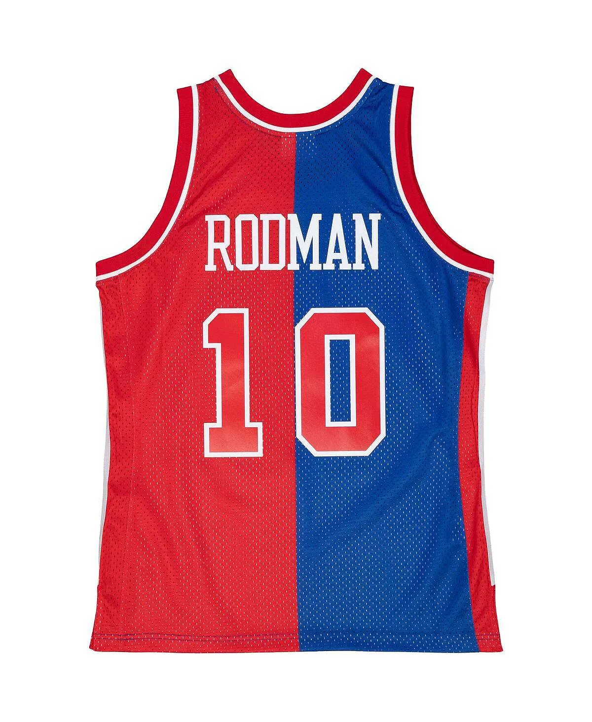 Men's T-shirt dennis rodman blue, red detroit pistons hardwood classics 1988-89 split swingman jersey Mitchell & Ness, multi