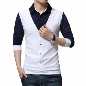 Mens T Shirts Fake Two Toned Designer Long Sleeve T Shirt